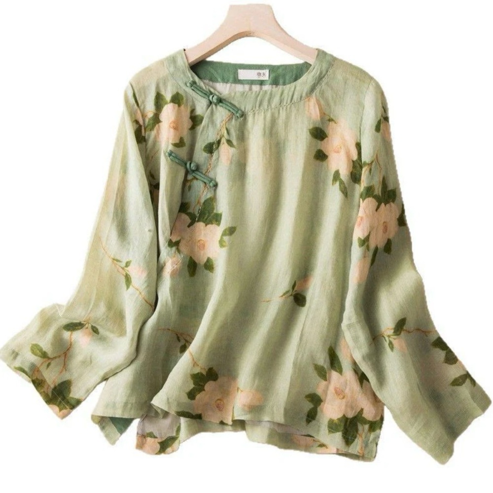 Floral Green Women's Top